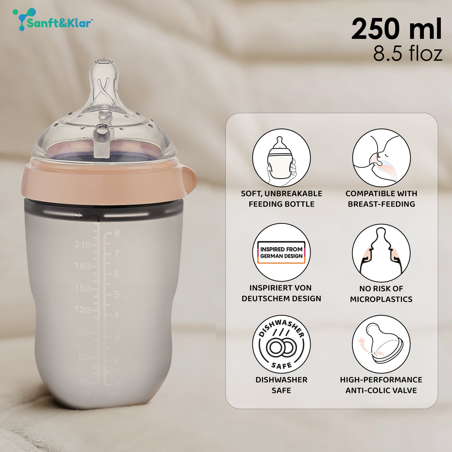 Silicone Anti Colic Baby Bottle 250 ML