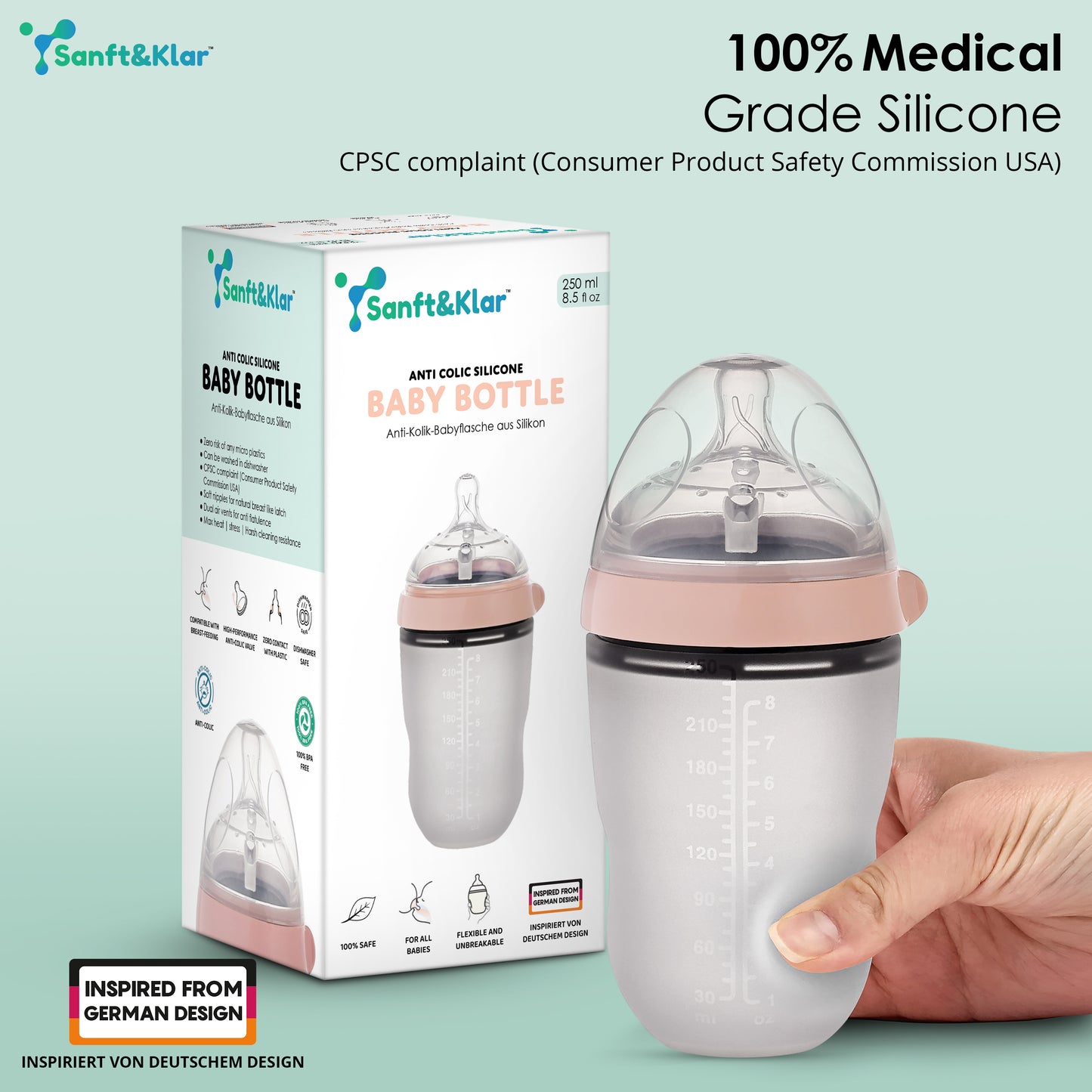 Silicone Anti Colic Baby Bottle 250 ML
