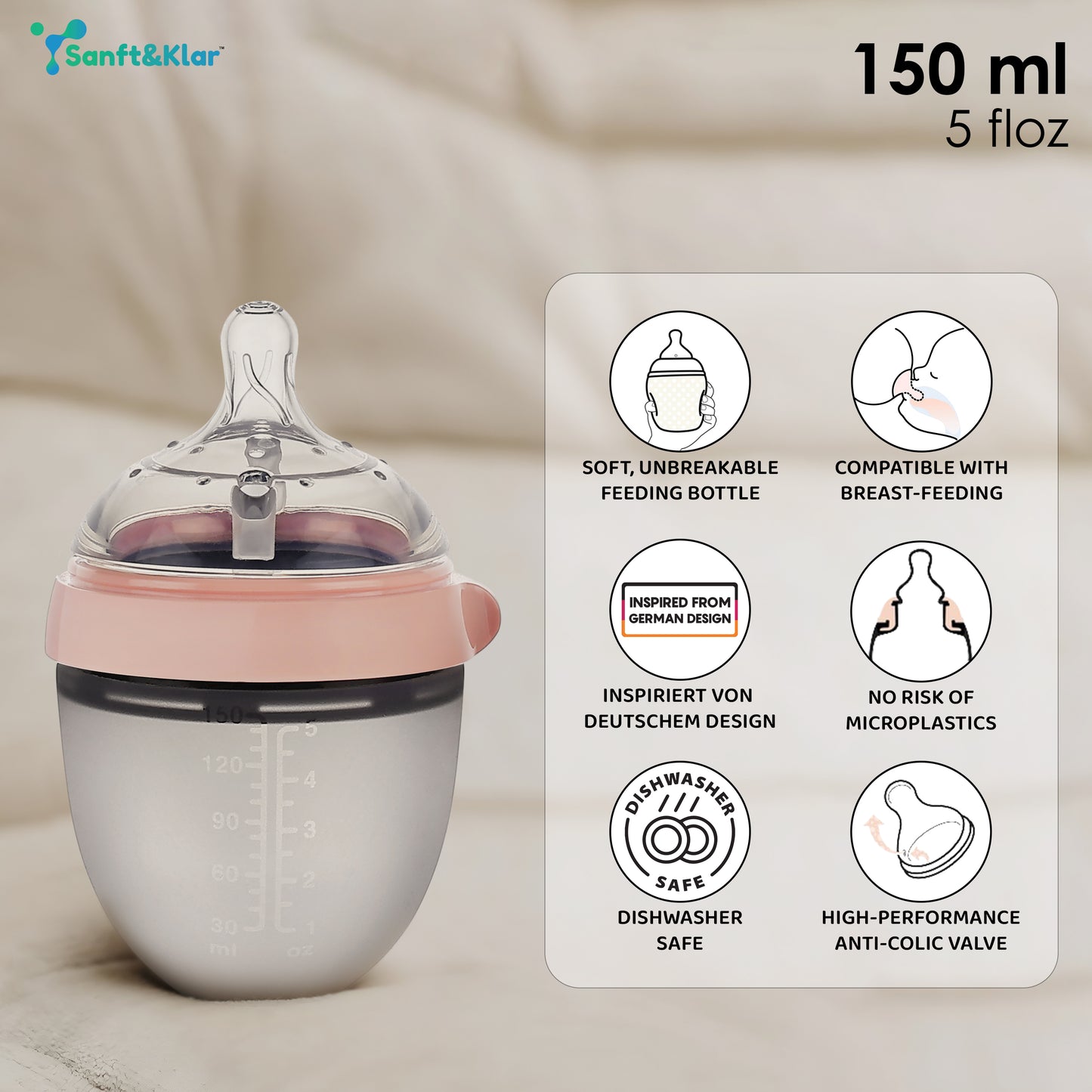 Anti Colic Silicone Milk Bottle - 150ml