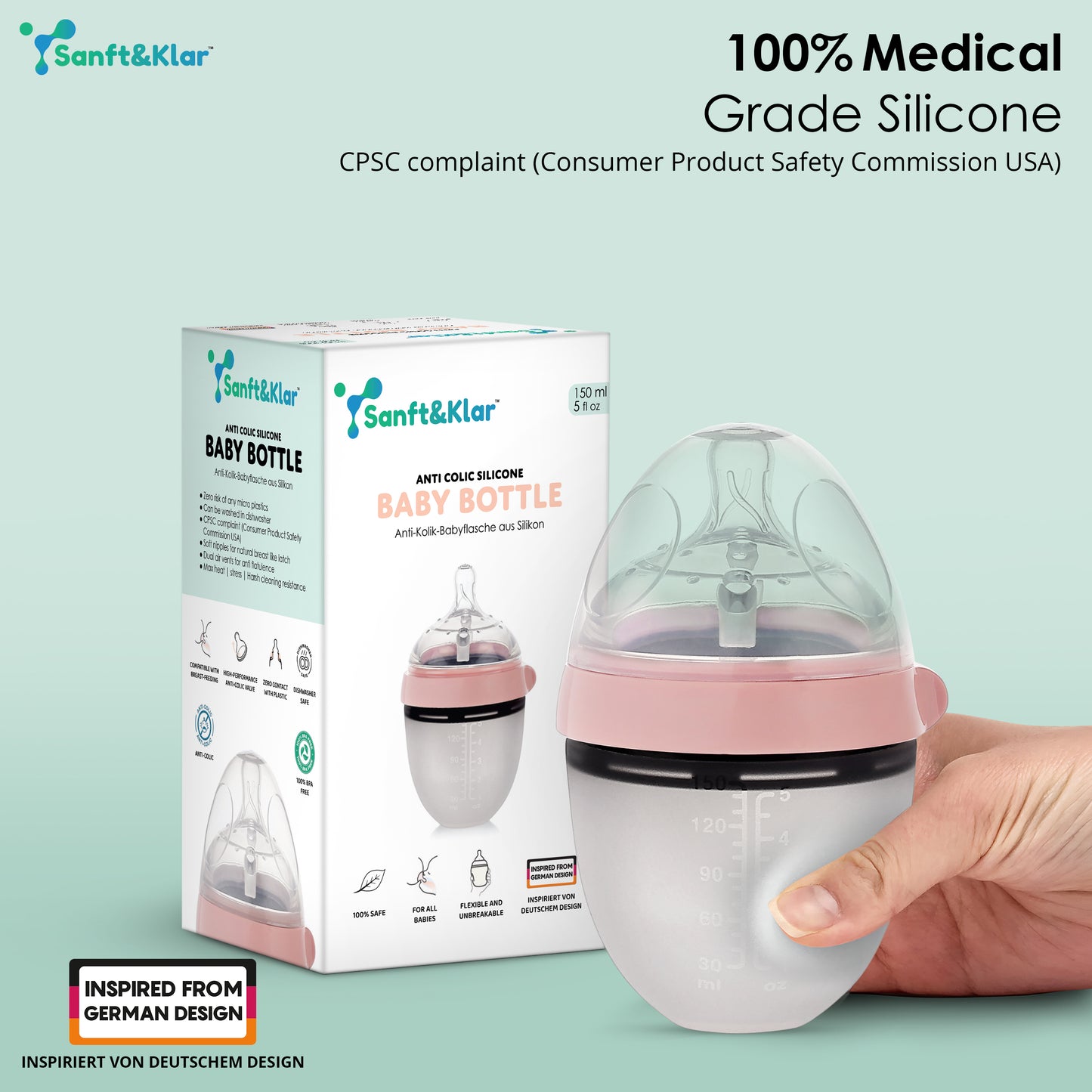 Anti Colic Silicone Milk Bottle - 150ml